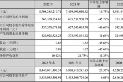 利润下滑45.77%的背后是2022年